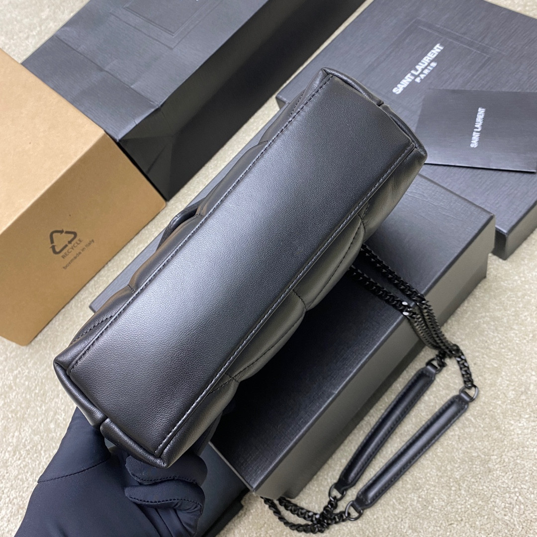 Y*L PUFFER IN LEATHER BLACK SILVER 23 X 15.5 X 5.8 CM