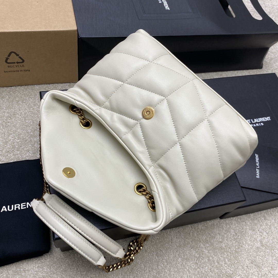 Y*L PUFFER IN LEATHER WHITE 23 X 15.5 X 5.8 CM