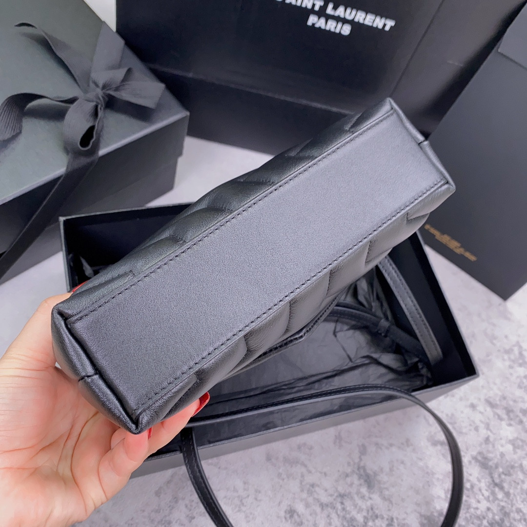 Y*L TOY LOULOU IN QUILTED LEATHER BLACK 7.9 X 5.5 X 3 INCHES