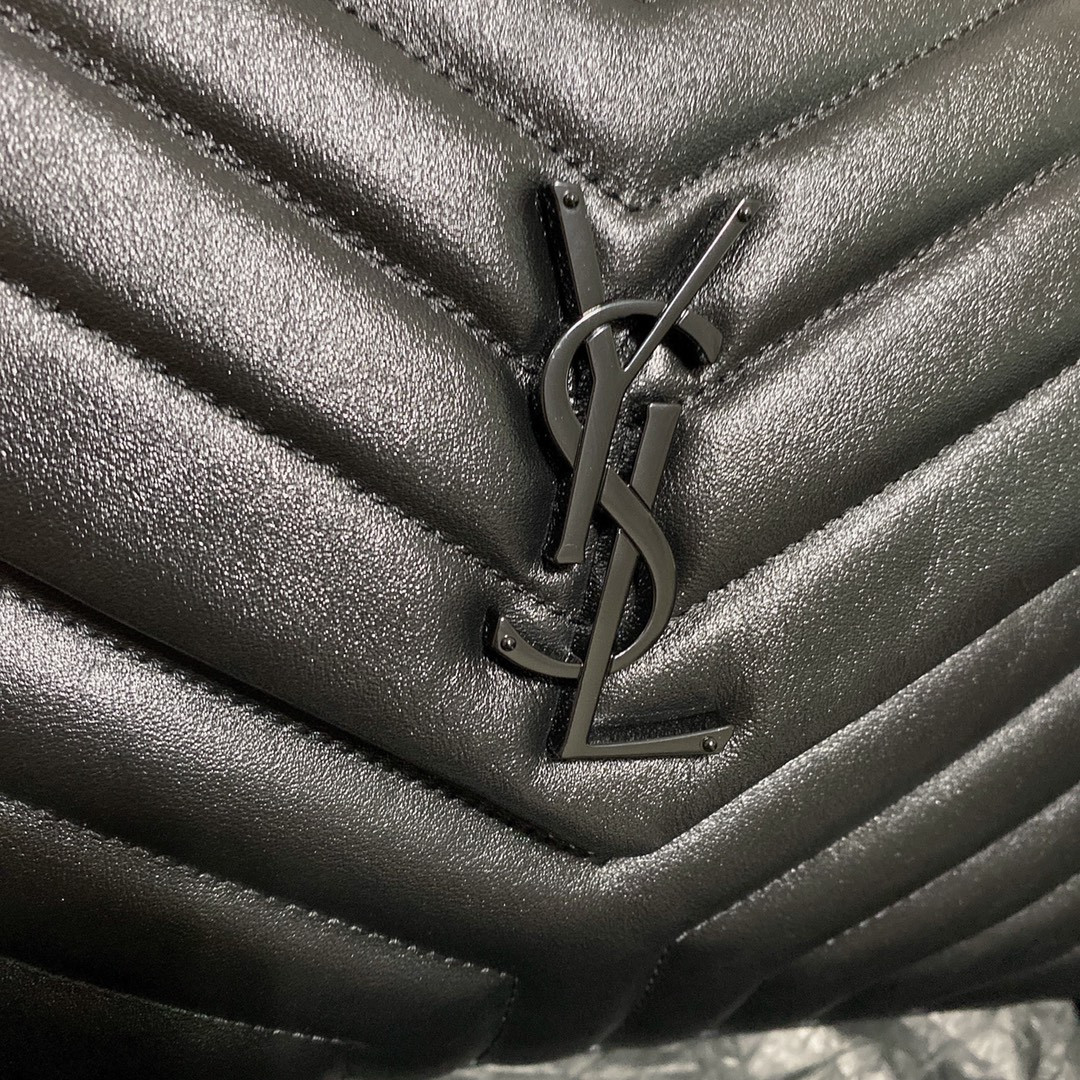 Y*L LOULOU MEDIUM IN QUILTED LEATHER ALL BLACK 12.5 X 8.6 X 3.5 INCHES