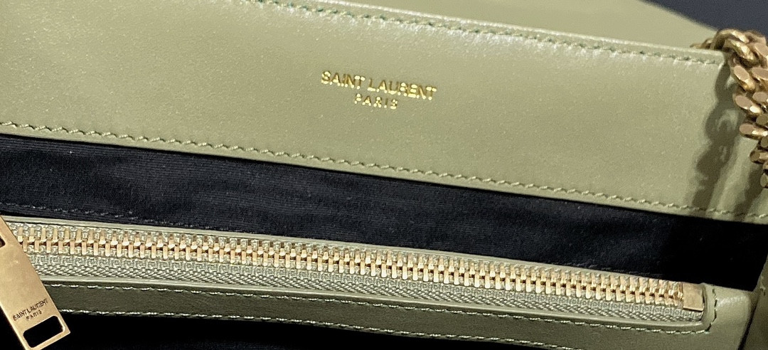 Y*L LOULOU MEDIUM IN QUILTED LEATHER GREEN 12.5 X 8.6 X 3.5 INCHES