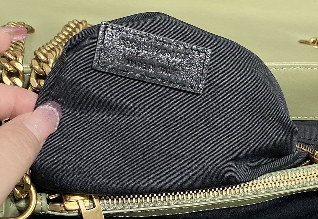 Y*L LOULOU MEDIUM IN QUILTED LEATHER GREEN 12.5 X 8.6 X 3.5 INCHES