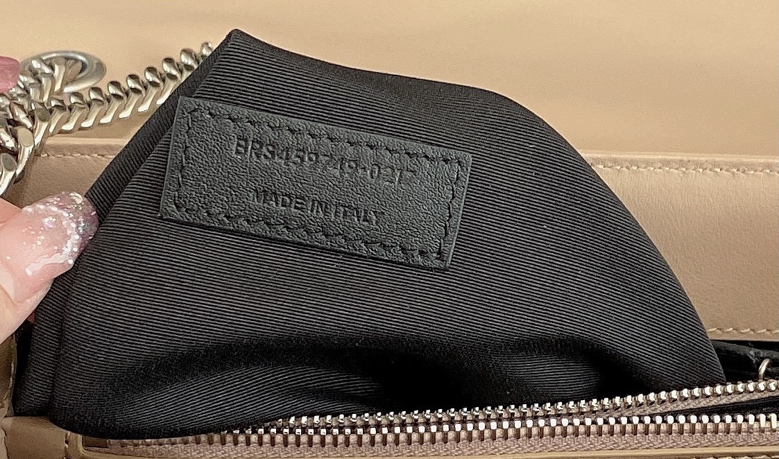 Y*L LOULOU MEDIUM IN QUILTED LEATHER DARK BEIGE SILVER 12.5 X 8.6 X 3.5 INCHES