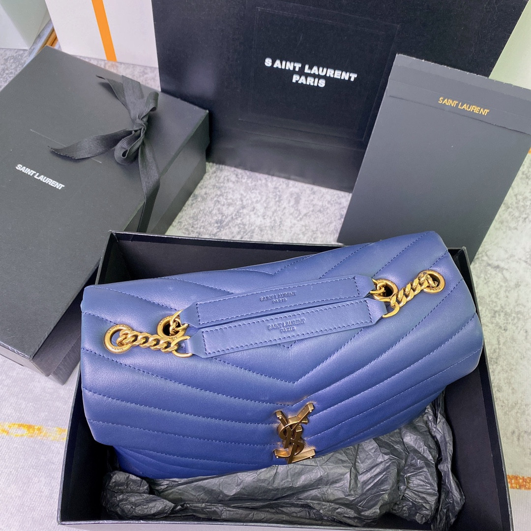 Y*L LOULOU MEDIUM IN QUILTED LEATHER PURPLE 12.5 X 8.6 X 3.5 INCHES