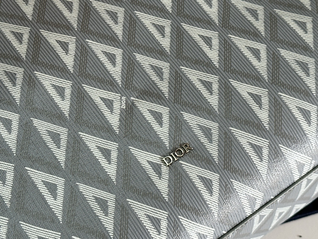 D*0r Safari Tote Bag Gray In Grained Calfskin 15.5 x 14 x 4.5 inches