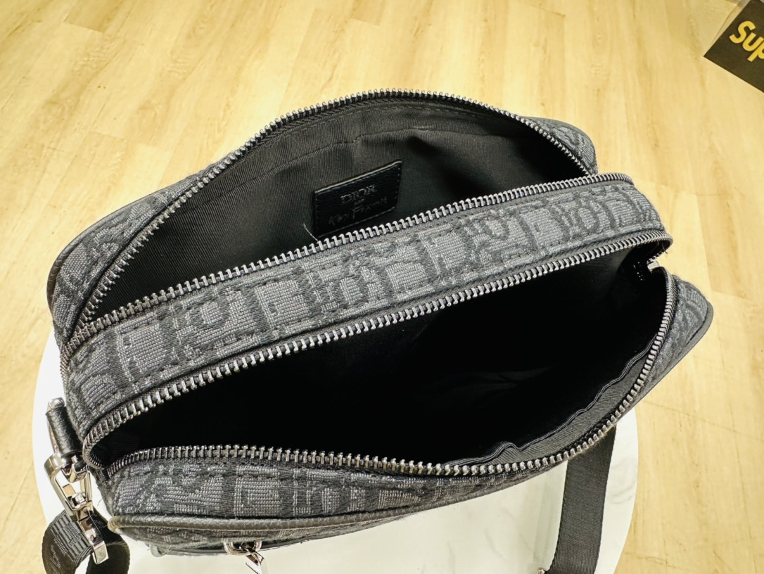 D*0r Maxi Safari Bag with Strap Blue D*0r Oblique Jacquard 10 x 6.5 x 3 inches