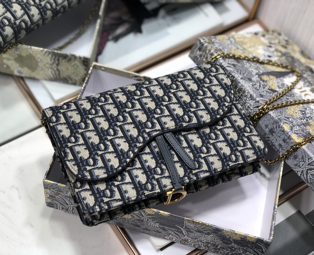 D*0r Saddle Pouch  Blue D*0r Oblique Jacquard 8.5 x 5.5 x 1.5 inches