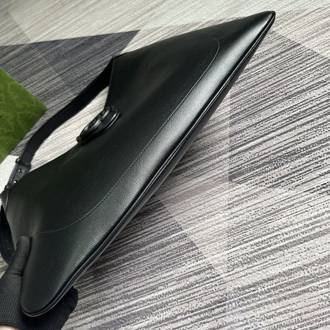 G*u*i APHRODITE LARGE SHOULDER BAG BLACK 18"W x 11.8"H x 0.8"D