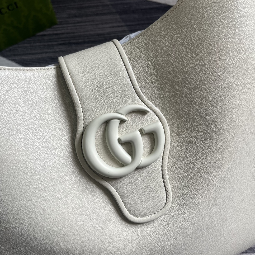 G*u*i APHRODITE LARGE SHOULDER BAG WHITE 18"W x 11.8"H x 0.8"D