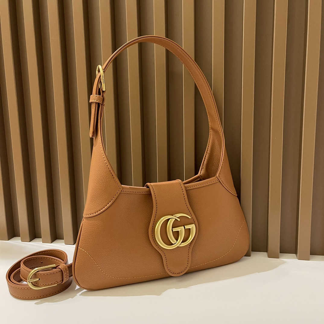 G*u*i APHRODITE SHOULDER BAG BROWN 27 X 13.5 X 2 cm
