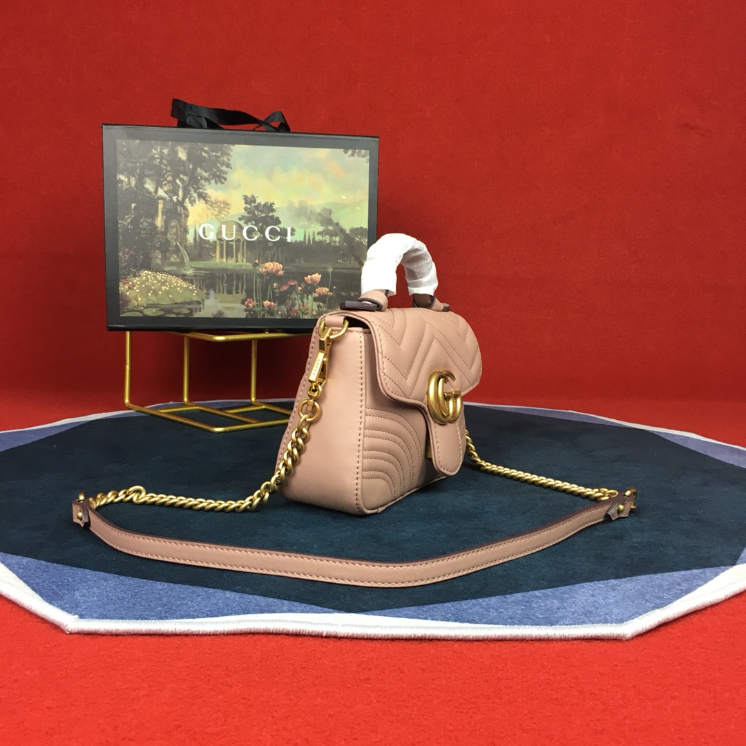 G*u*i GG MARMONT MATELASSÉ MINI BAG PINK 8.5"W x 5"H x 2.5"D