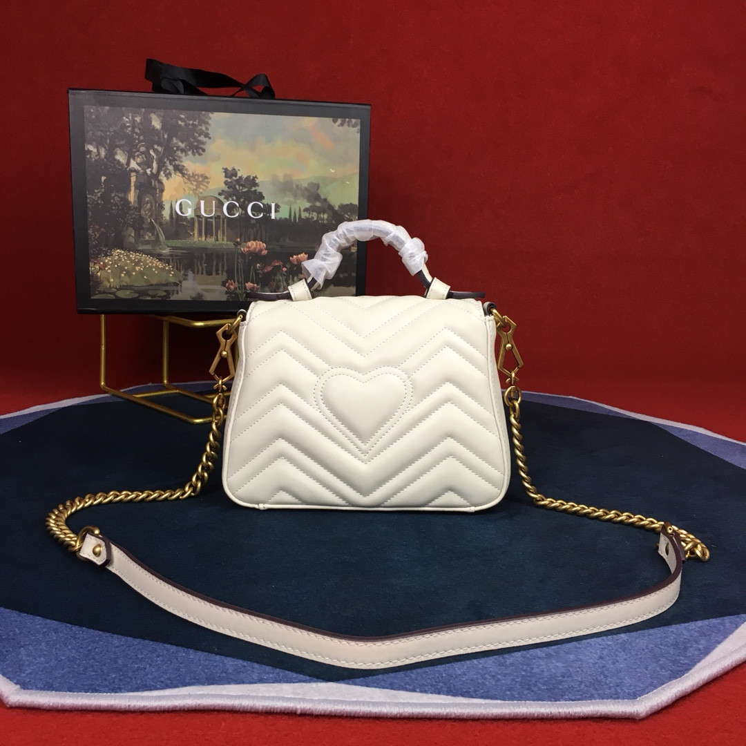 G*u*i GG MARMONT MATELASSÉ MINI BAG WHITE  8.5"W x 5"H x 2.5"D