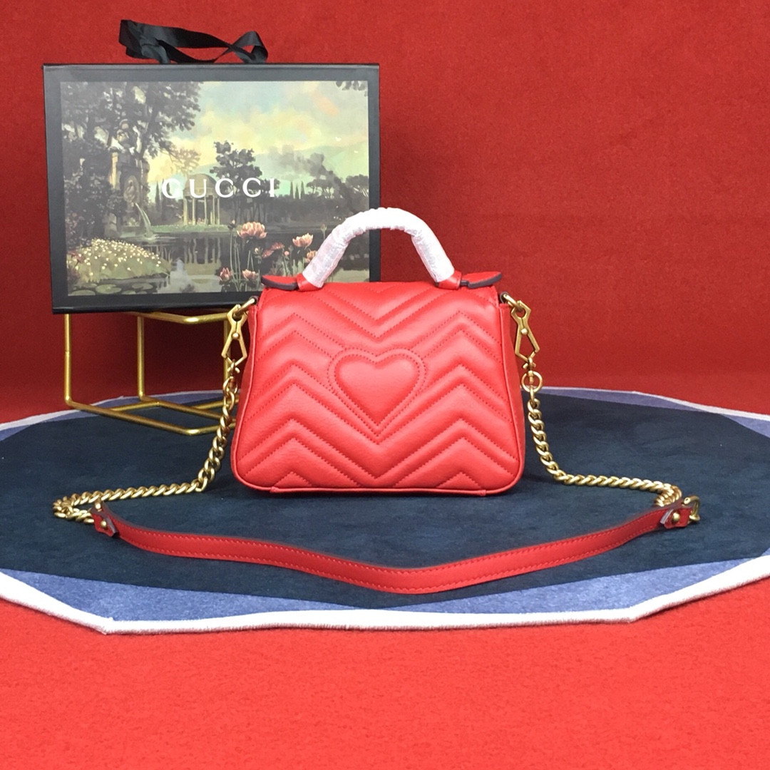 G*u*i GG MARMONT MATELASSÉ MINI BAG RED 8.5"W x 5"H x 2.5"D