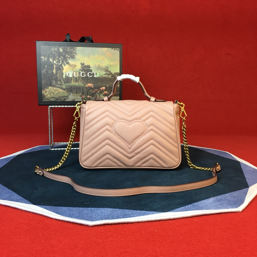 G*u*i GG MARMONT SMALL SHOULDER BAG PINK 10"W x 6"H x 3"D