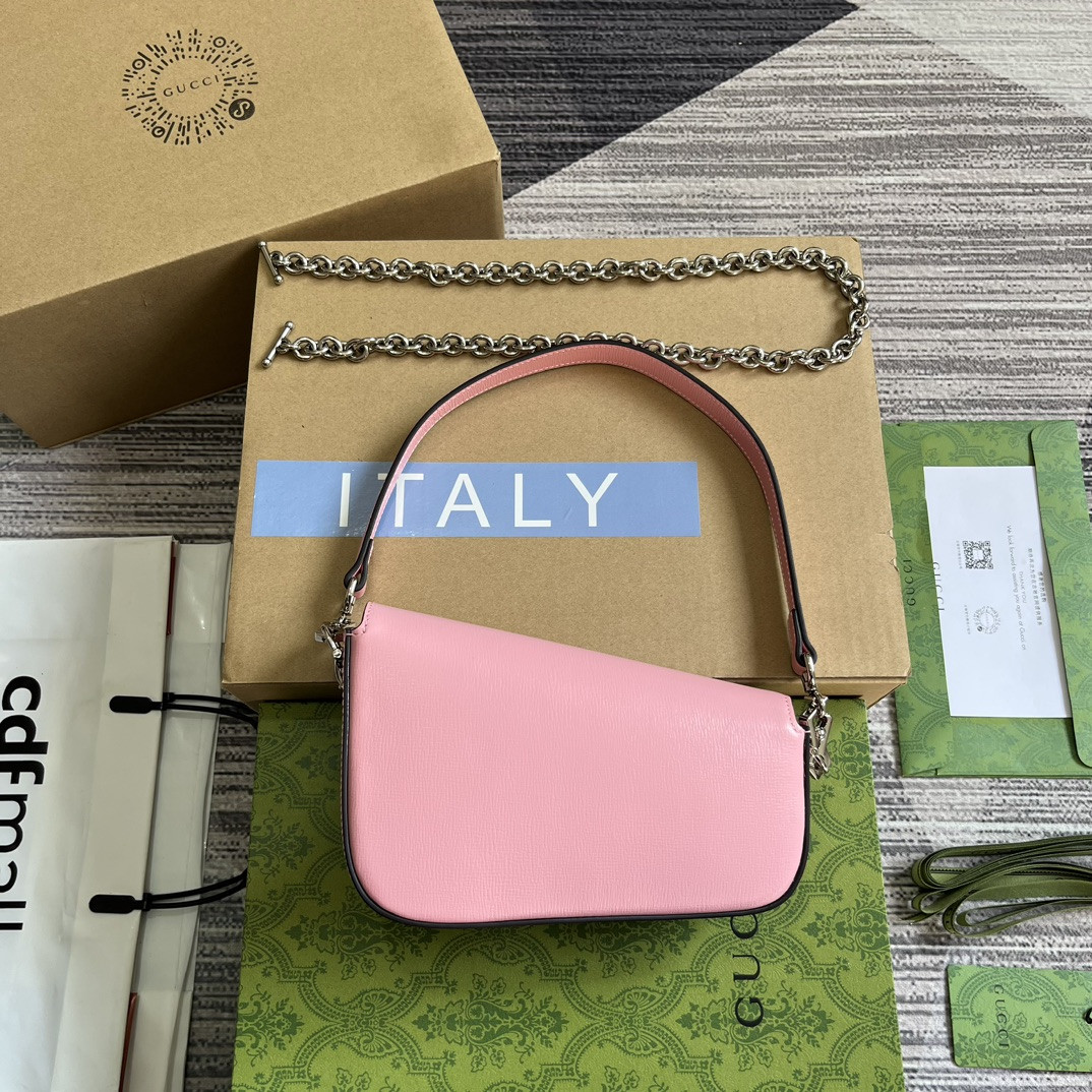 G*u*i HORSEBIT 1955 MINI SHOULDER BAG PINK 7.7"W x 5-3.1"H x 2.4-1.2"D