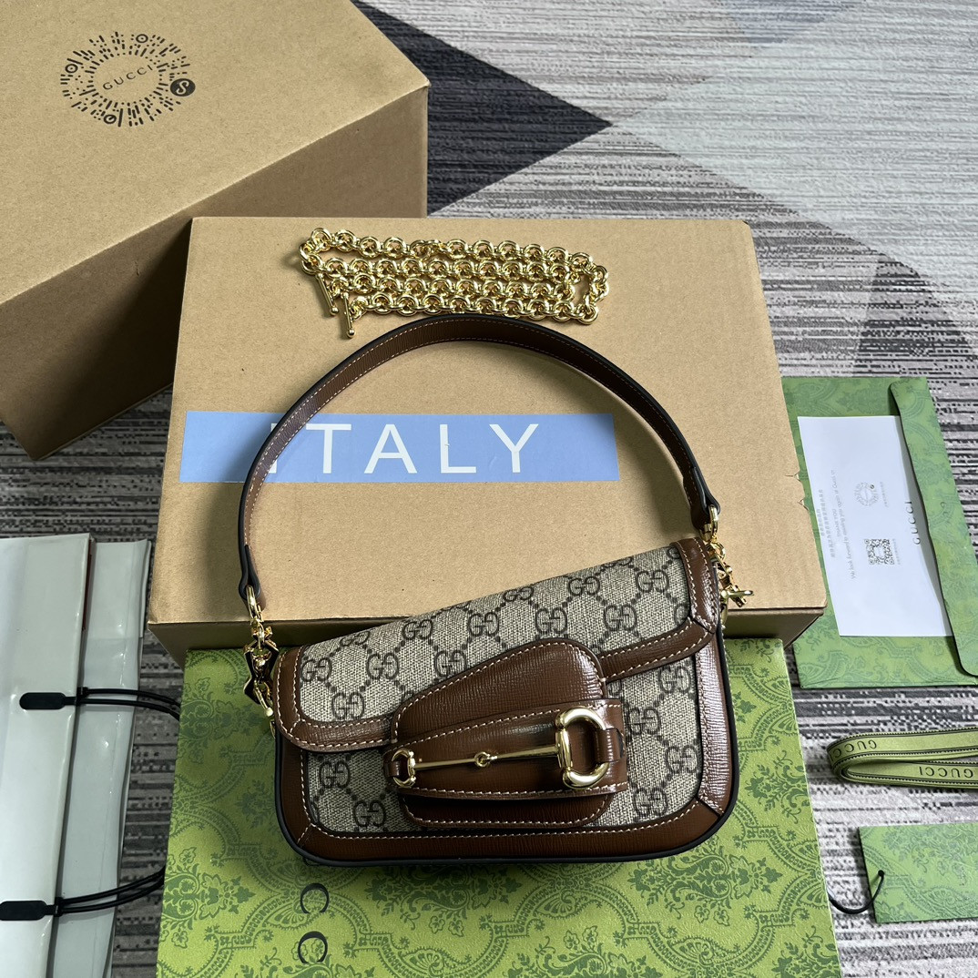 G*u*i HORSEBIT 1955 MINI SHOULDER BAG 7.7"W x 5-3.1"H x 2.4-1.2"D