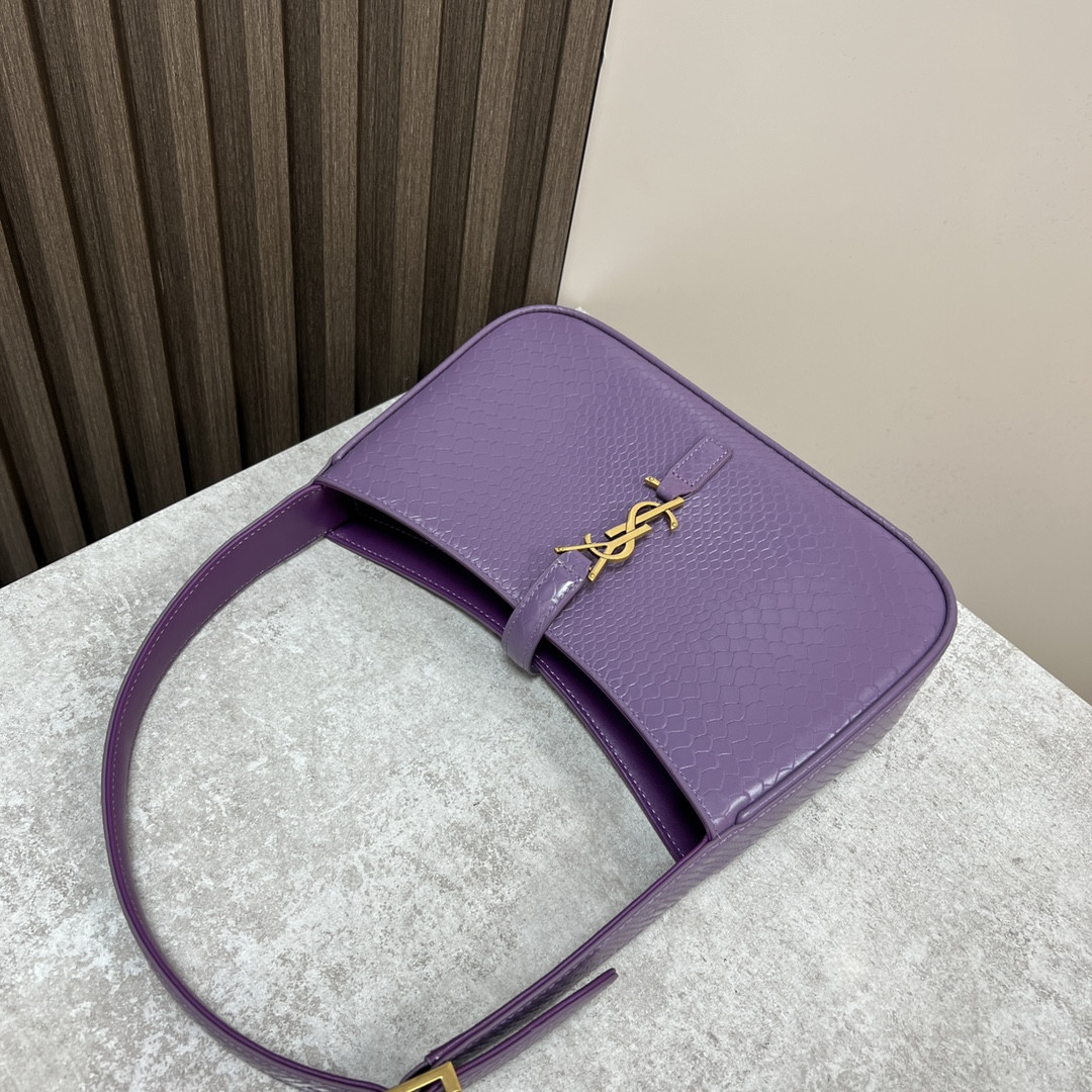 Y*L LE 5 À 7 IN CROCODILE-EMBOSSED LEATHER purple 9 X 6.3 X 2.5 INCHES