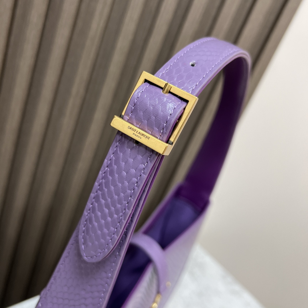 Y*L LE 5 À 7 IN CROCODILE-EMBOSSED LEATHER purple 9 X 6.3 X 2.5 INCHES