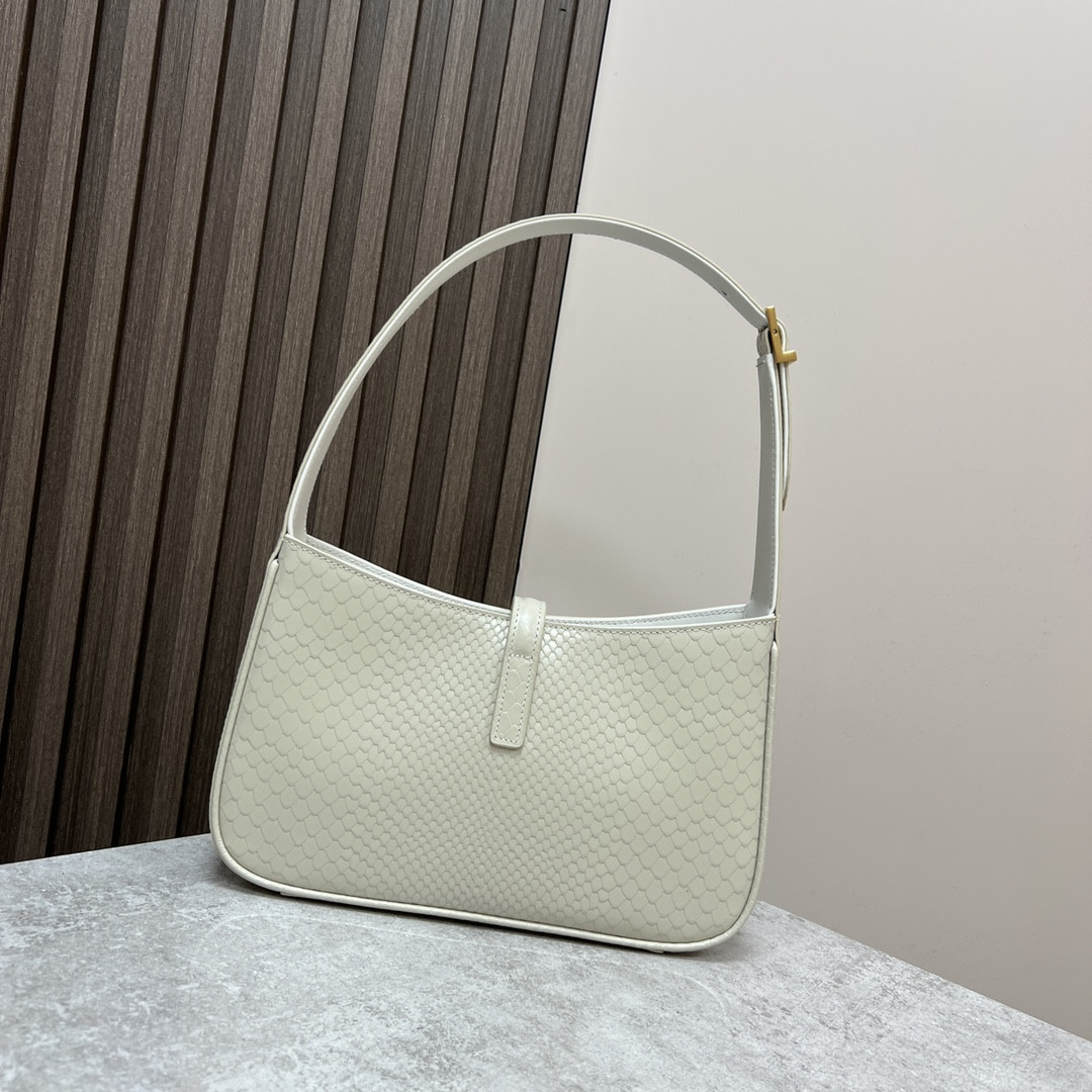 Y*L LE 5 À 7 IN CROCODILE-EMBOSSED LEATHER white 9 X 6.3 X 2.5 INCHES