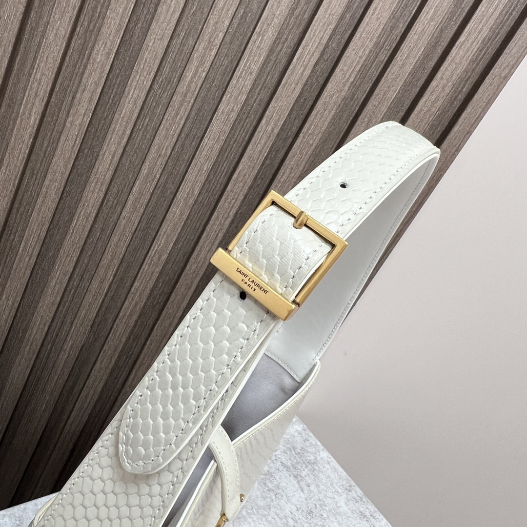 Y*L LE 5 À 7 IN CROCODILE-EMBOSSED LEATHER white 9 X 6.3 X 2.5 INCHES