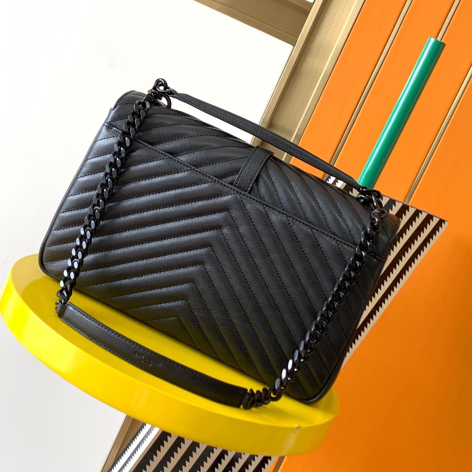 Y*L COLLEGE LARGE IN QUILTED LEATHER BLACK 32X21X8 CM