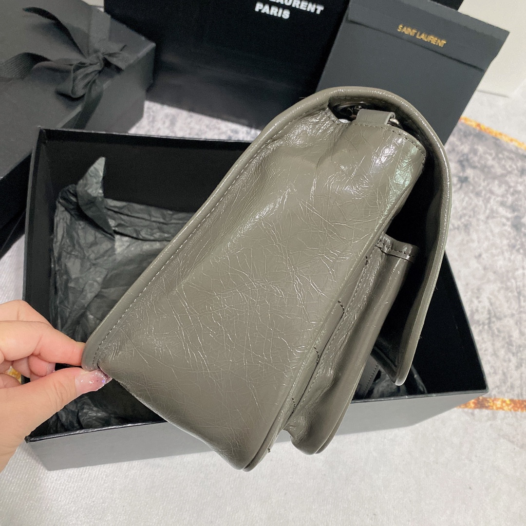 Y*L NIKI MEDIUM IN VINTAGE LEATHER STORM 11 X 7.8 X 3.3 INCHES