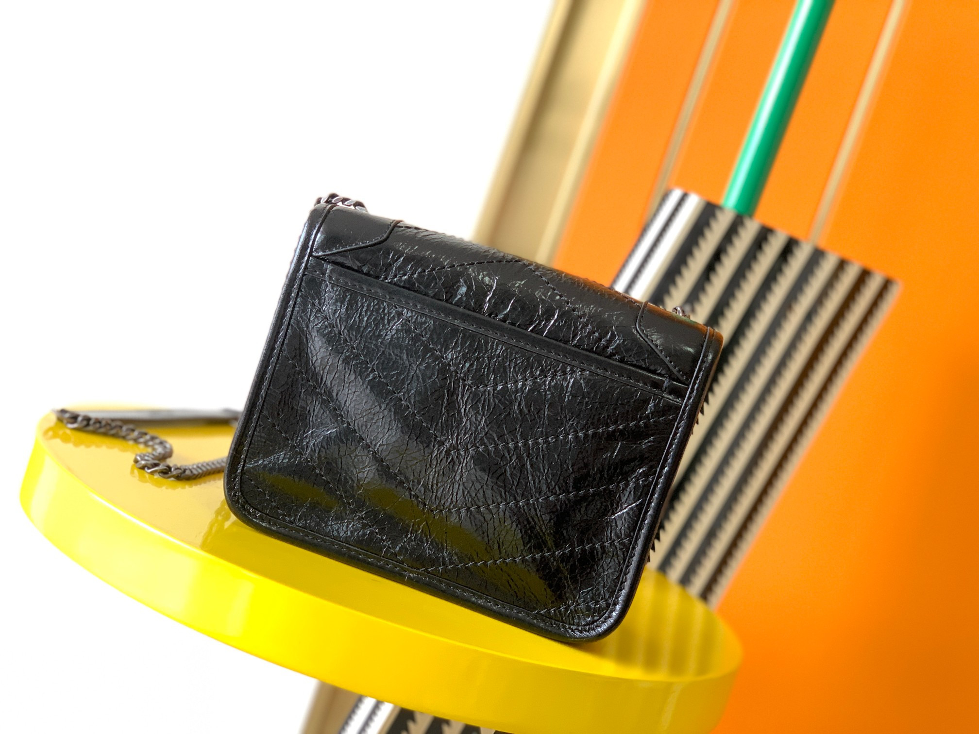 Y*L NIKI CHAIN WALLET IN SHINY LEATHER BLACK 19 x 15 x 6 CM