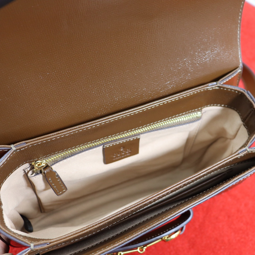 G*u*i HORSEBIT 1955 SHOULDER BAG BROWN 9.8"W x 7"H x 3.1"D