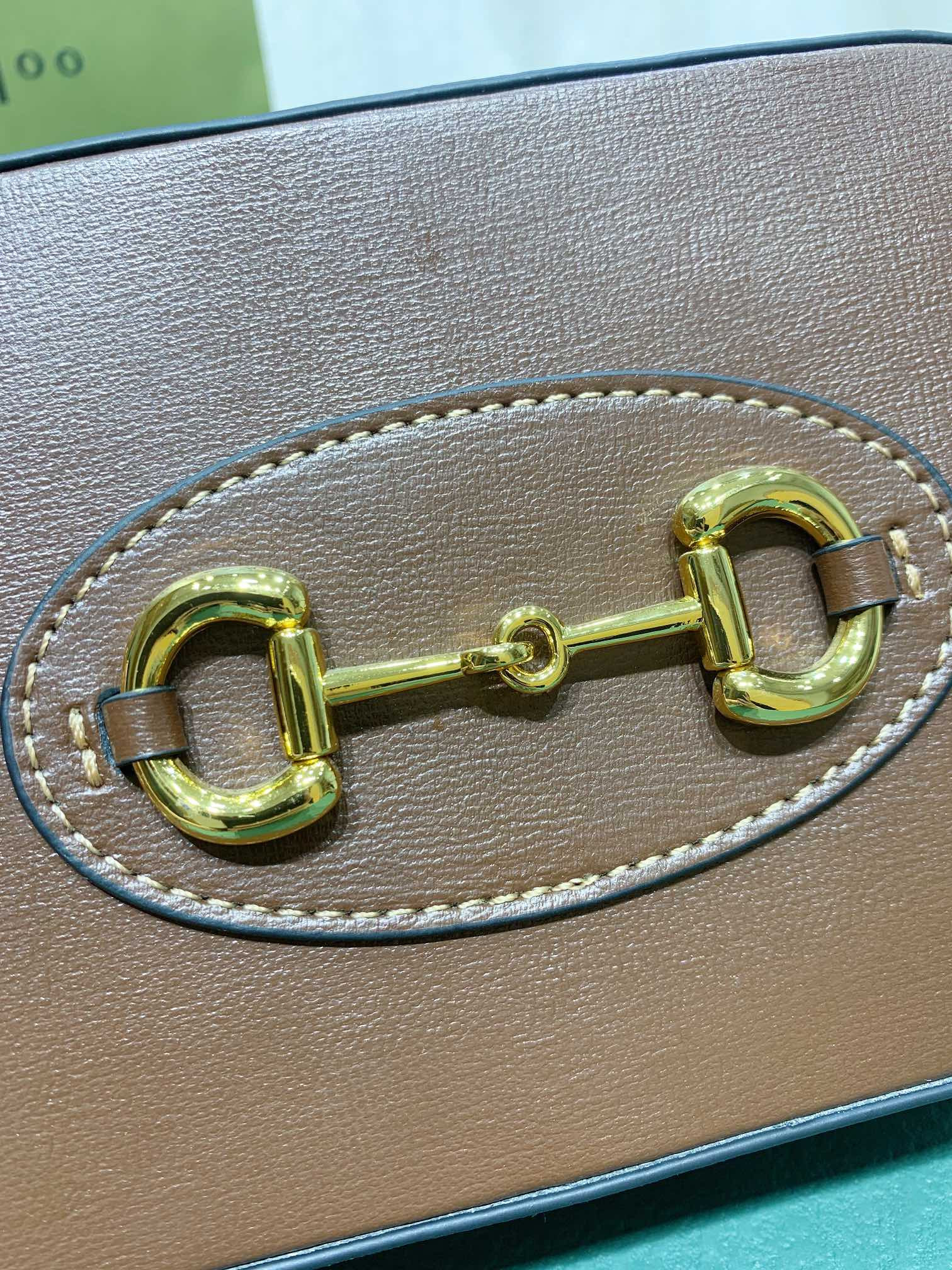 G*u*i HORSEBIT 1955 SMALL SHOULDER BAG BROWN 7.9"W x 5.1"H x 2.4"D