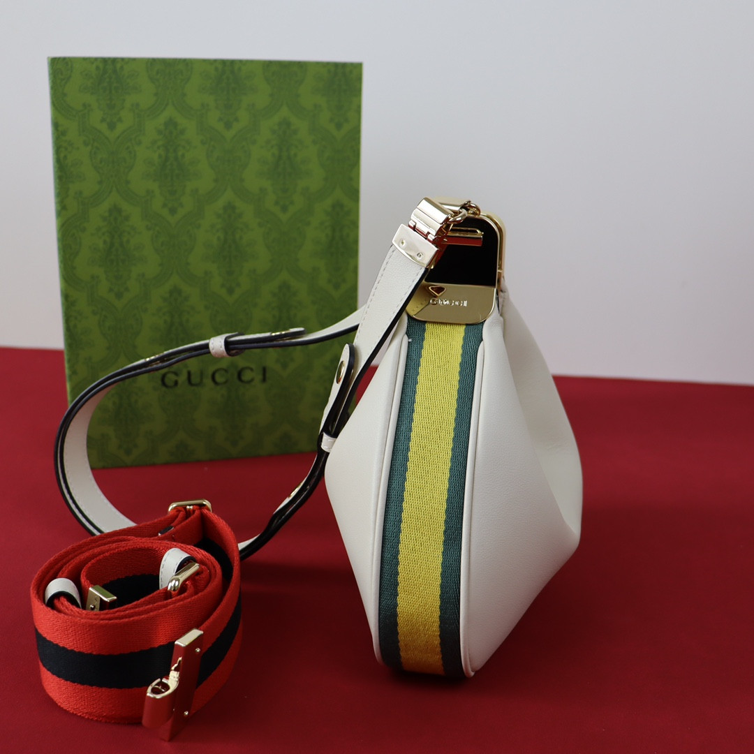 G*u*i ATTACHE SMALL SHOULDER BAG WHITE 9"W x 8.7"H x 2"D