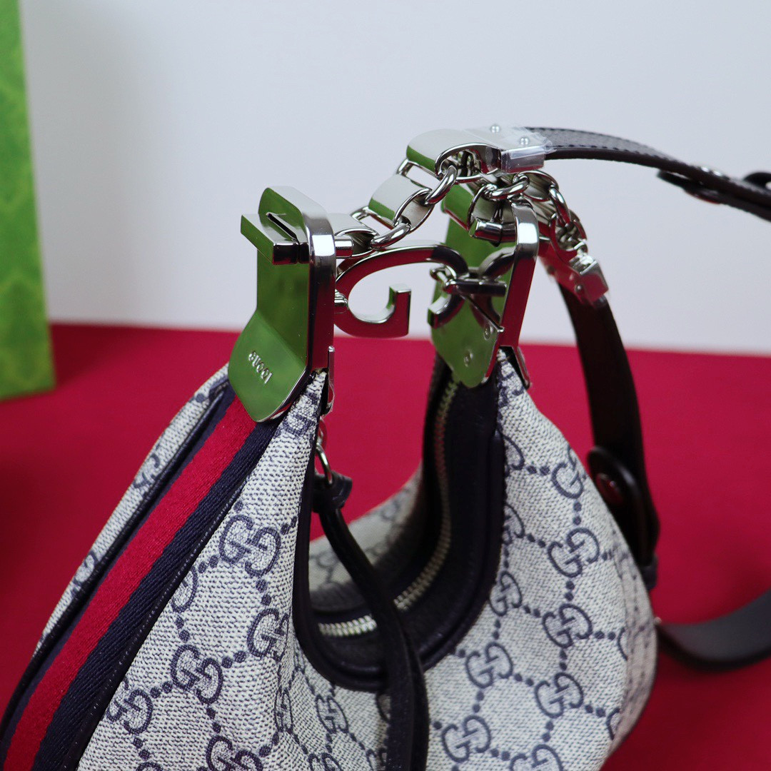 G*u*i ATTACHE SMALL SHOULDER BAG Beige and gray 9"W x 8.7"H x 2"D