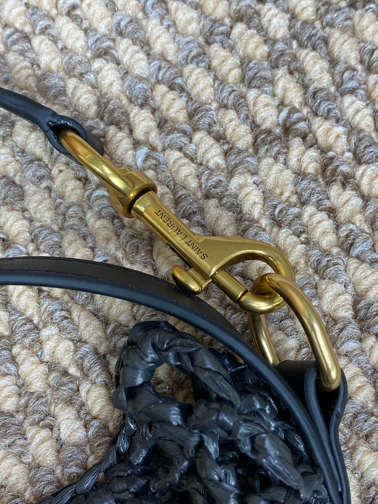 Y*L OXALIS BAG IN RAFFIA MACRAMÉ BLACK 14.6X 5.7X1.2INCHES