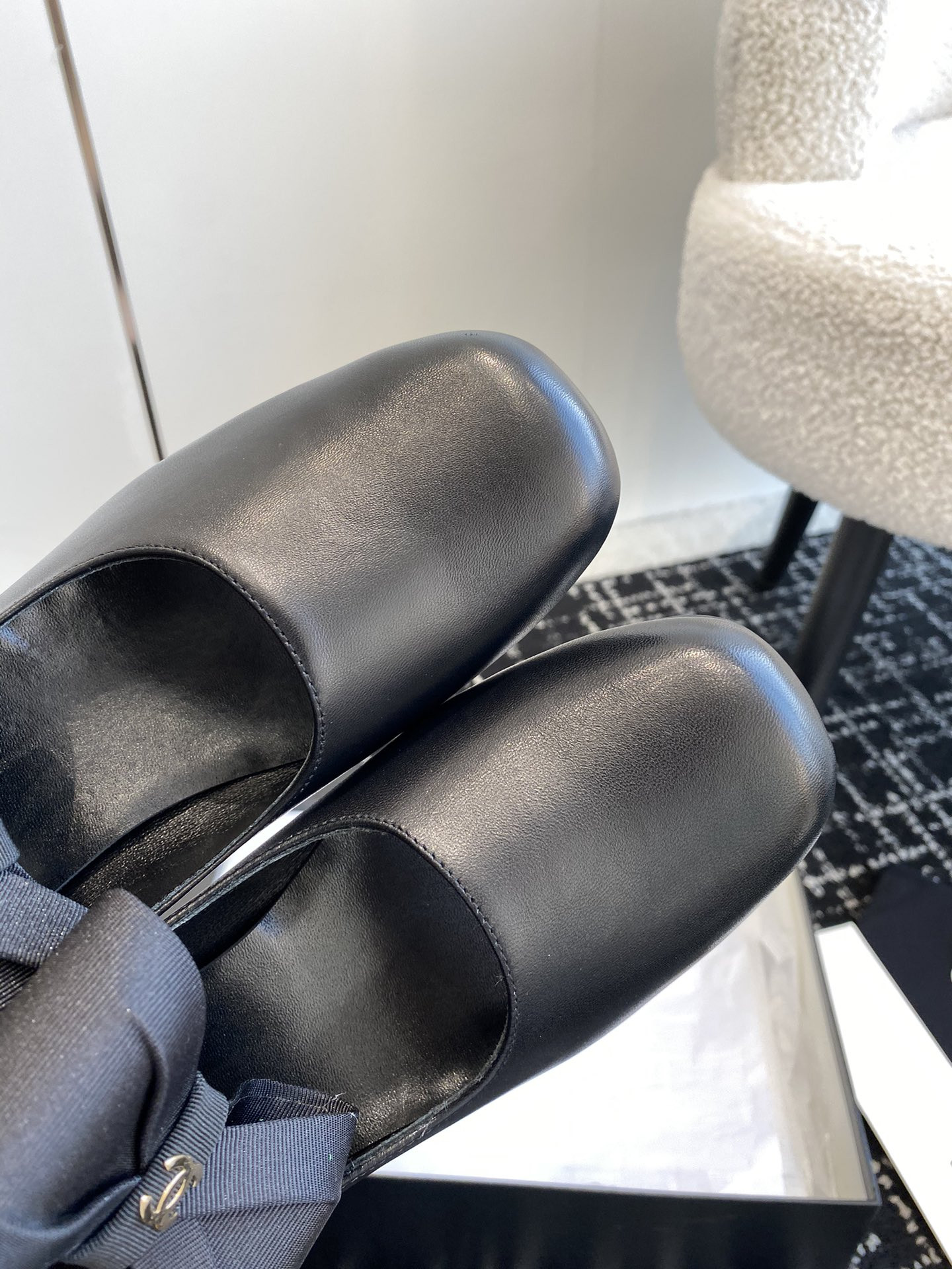 UA Ch*el MARY JANES Calfskin & Grosgrain