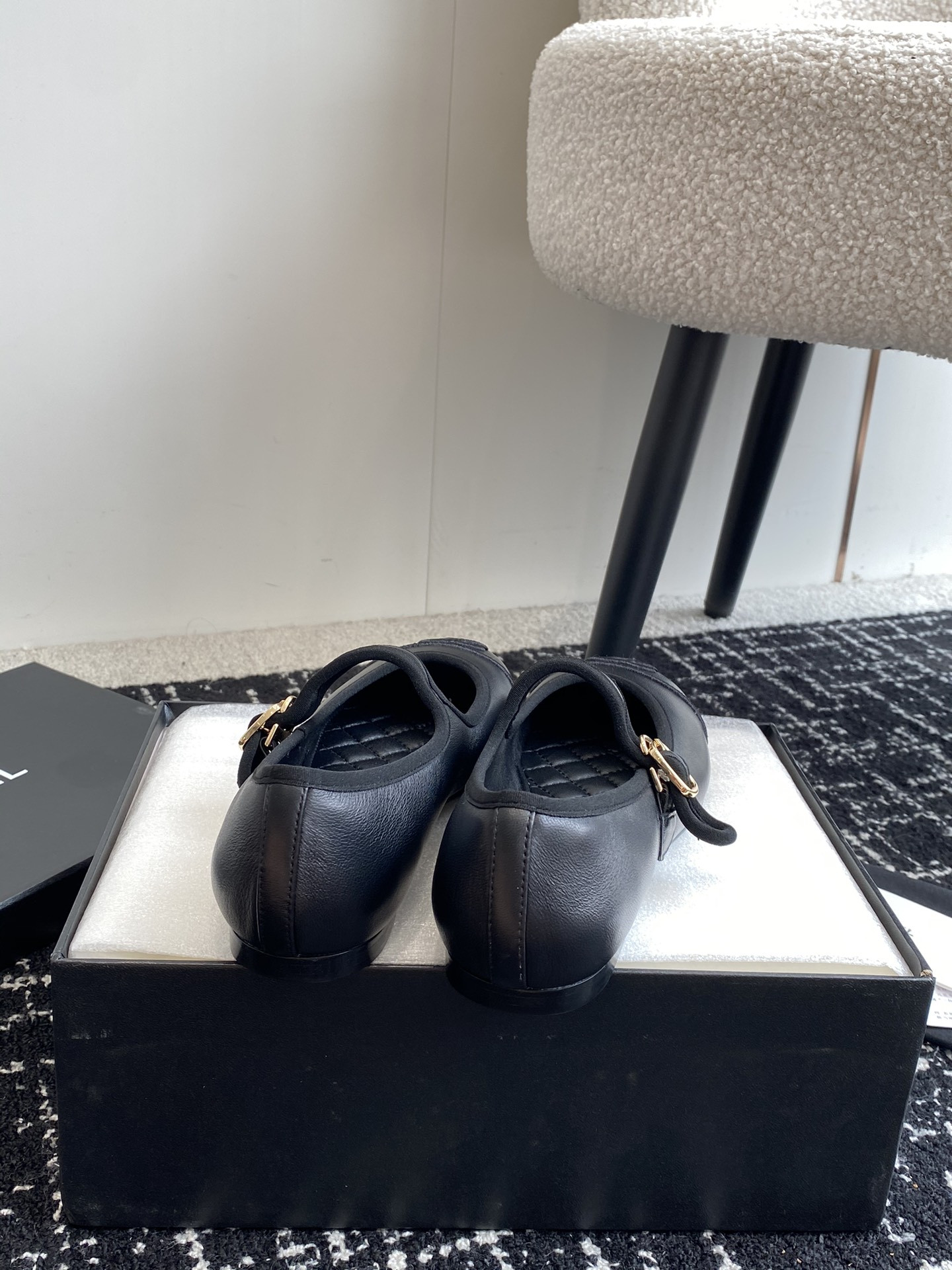 UA Ch*el MARY JANES Lambskin Black