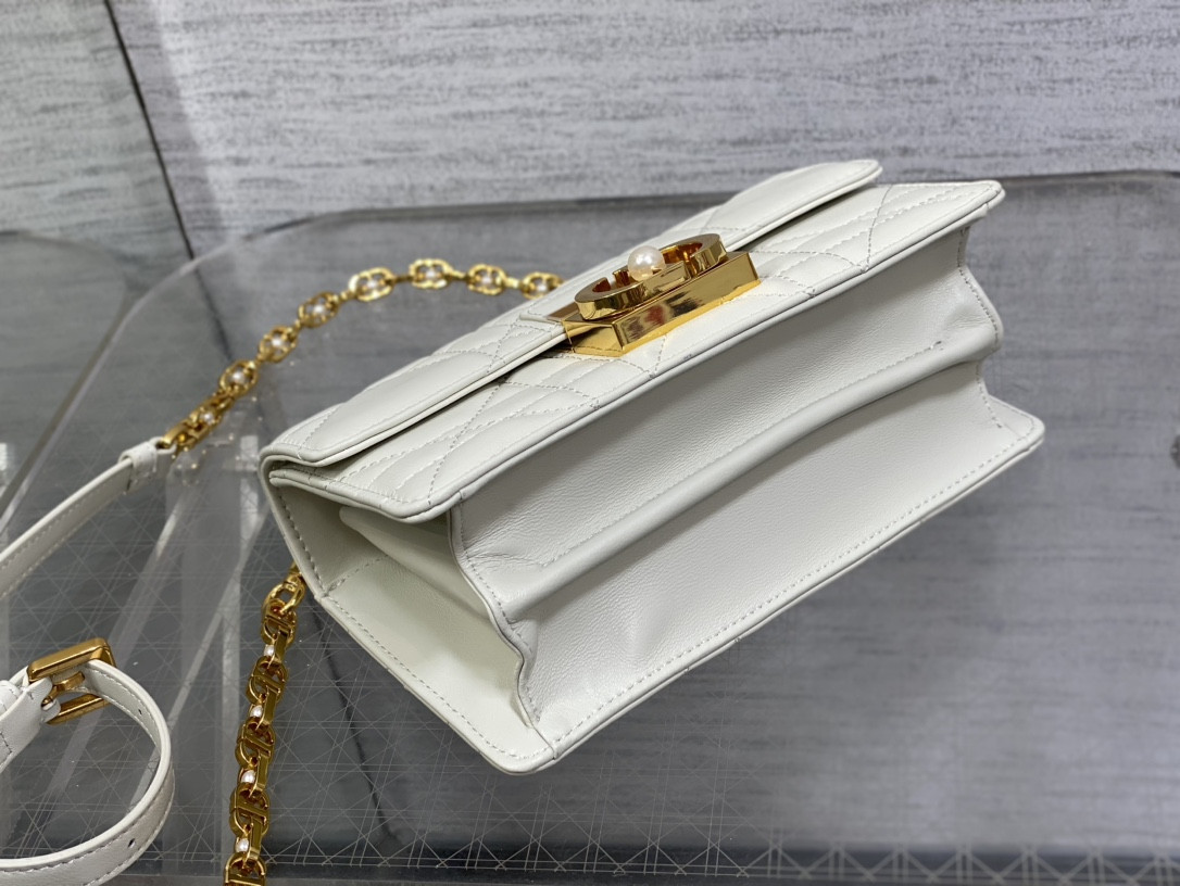 D*0r Small Ange Bag Latte Macrocannage Calfskin 20 x 12 x 5 cm