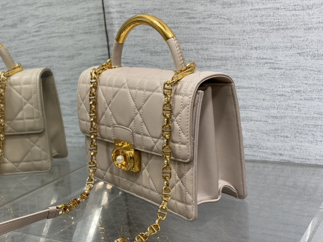 D*0r Medium D*0r Ange Bag Pink Latte Macrocannage Calfskin 26 x 17 x 9 cm