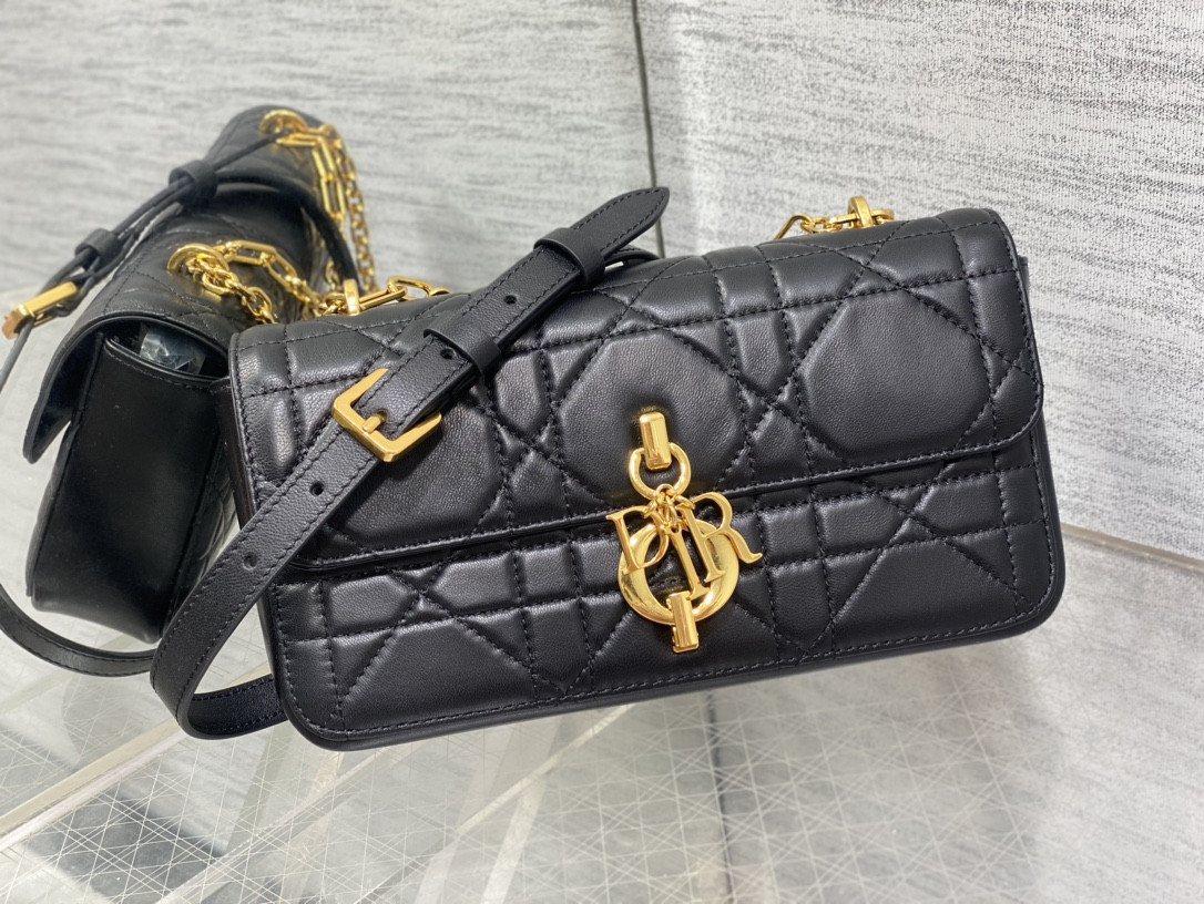 D*0r Mini D*0r Ange Bag Black Macrocannage Calfskin 20 x 12 x 5 cm