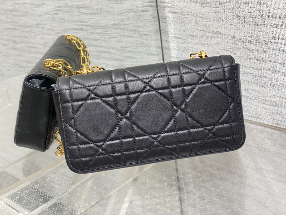 D*0r Mini D*0r Ange Bag Black Macrocannage Calfskin 20 x 12 x 5 cm