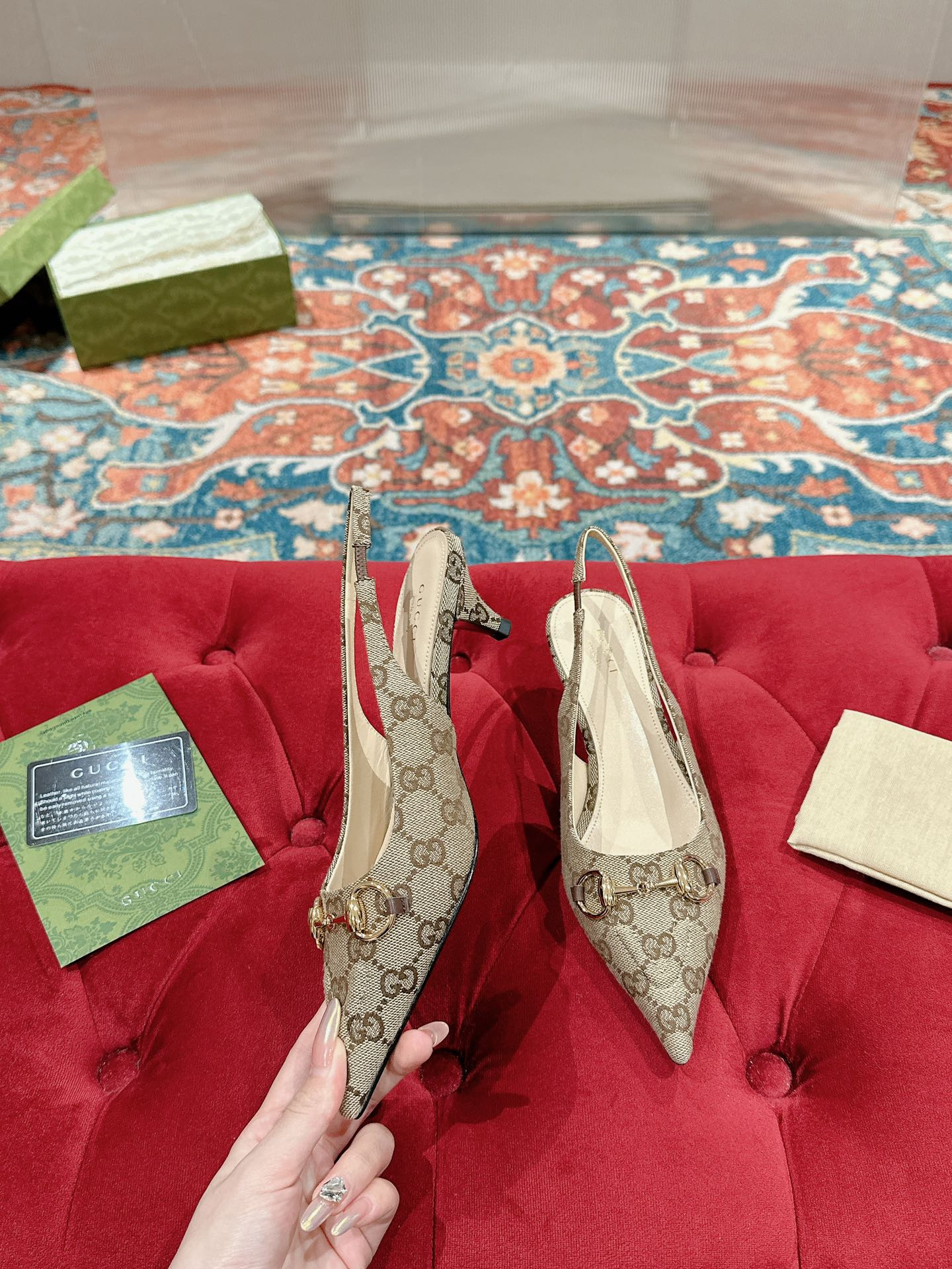 UA G*u*i HORSEBIT SLINGBACK PUMP LOW HEEL