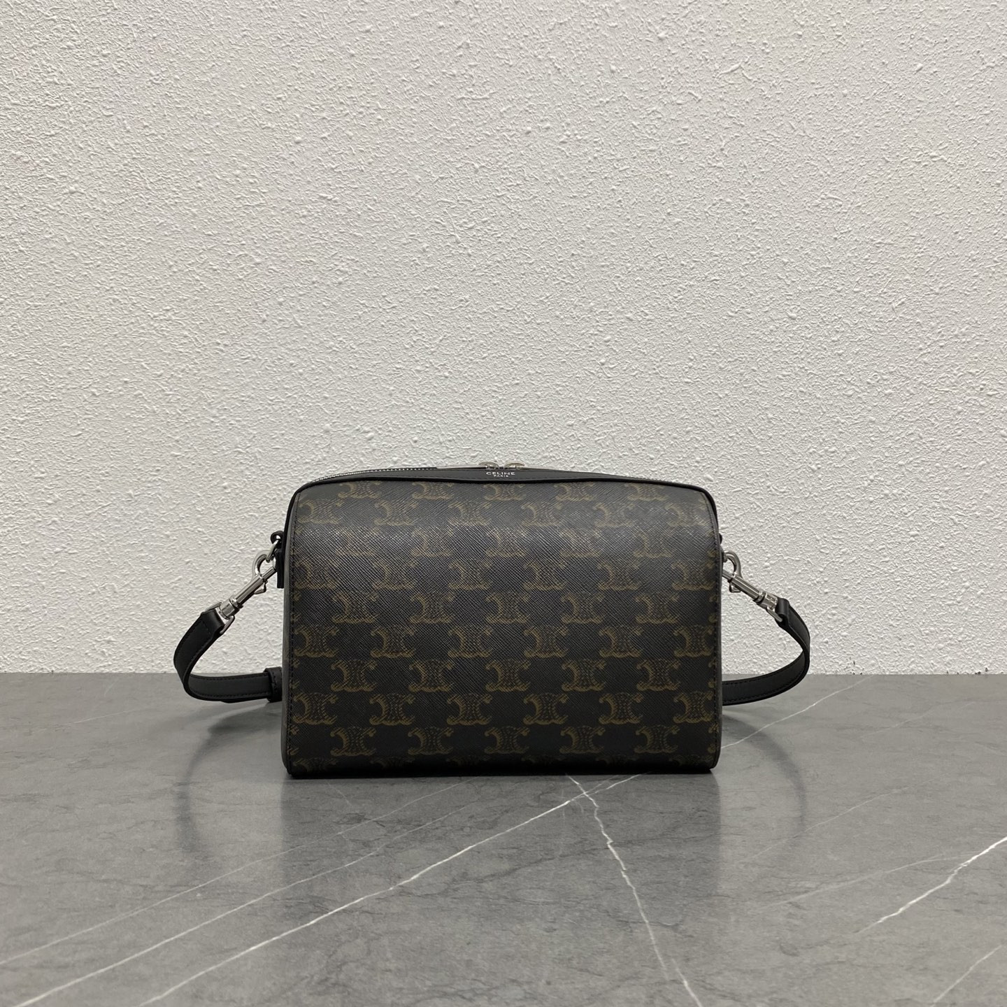 Ce**e MINI BOSTON IN TRIOMPHE CANVAS AND CALFSKIN 22x16x10cm