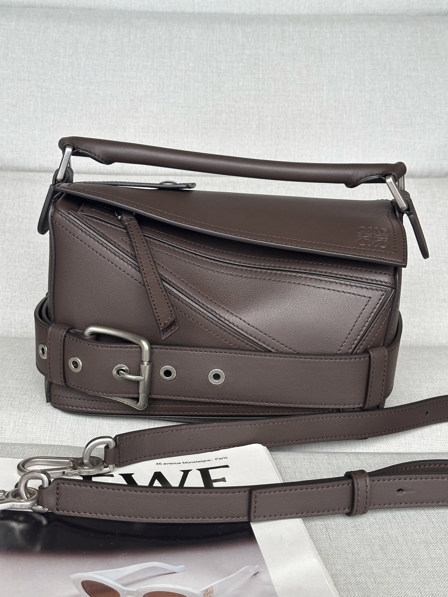 L0ew* Small Puzzle Biker bag in shiny calfskin 16.5x24x10.5cm